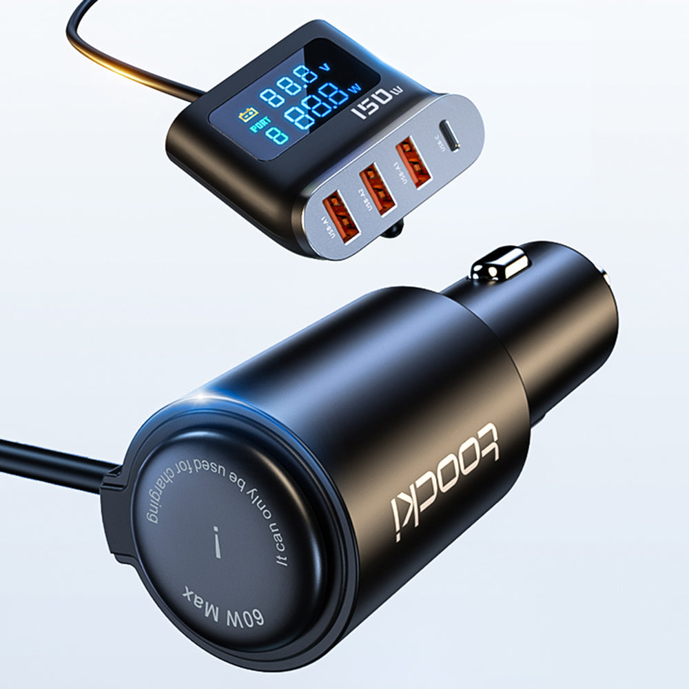 TOOCKI TQ-CC32 150W Car Charger Adapter Multi-Port Phone Hub with LCD Digital Display TOOCKI TQ-CC32 150W Car Charger Adapter Multi-Port Phone Hub with LCD Digital Display